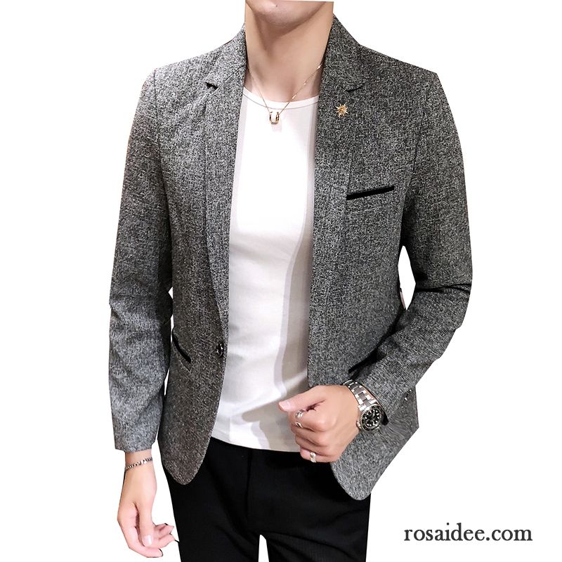 Blazer Herren Braun Herren Grau Jugend Anzüg Überzieher Freizeit Feder Schlank Herbst Blazer Mode