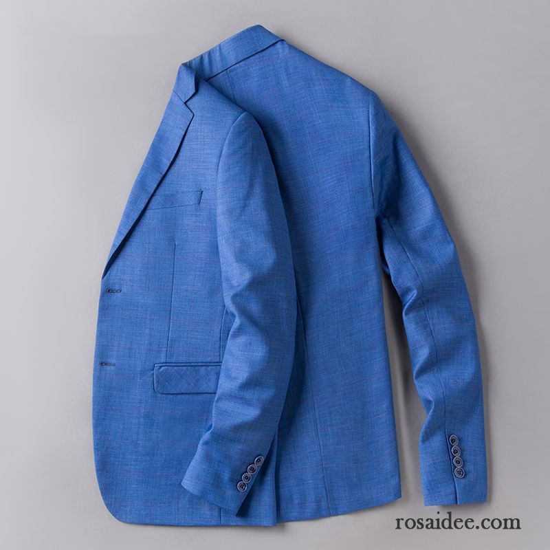 Blazer Herren Feder Schlank Überzieher Freizeit Neu Jugend Blau