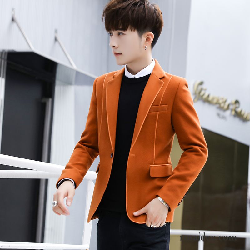 Blazer Herren Herbst Anzüg Freizeit Trend Überzieher Schlank Orange