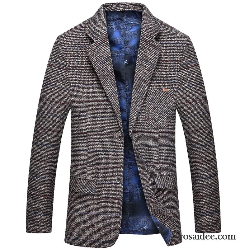 Blazer Herren Kaufen Herbst Herren Trend Winter Überzieher Kostüm Anzüg Verdickung Feder Freizeit Mantel Braun Persönlichkeit Schlank Mode Günstig