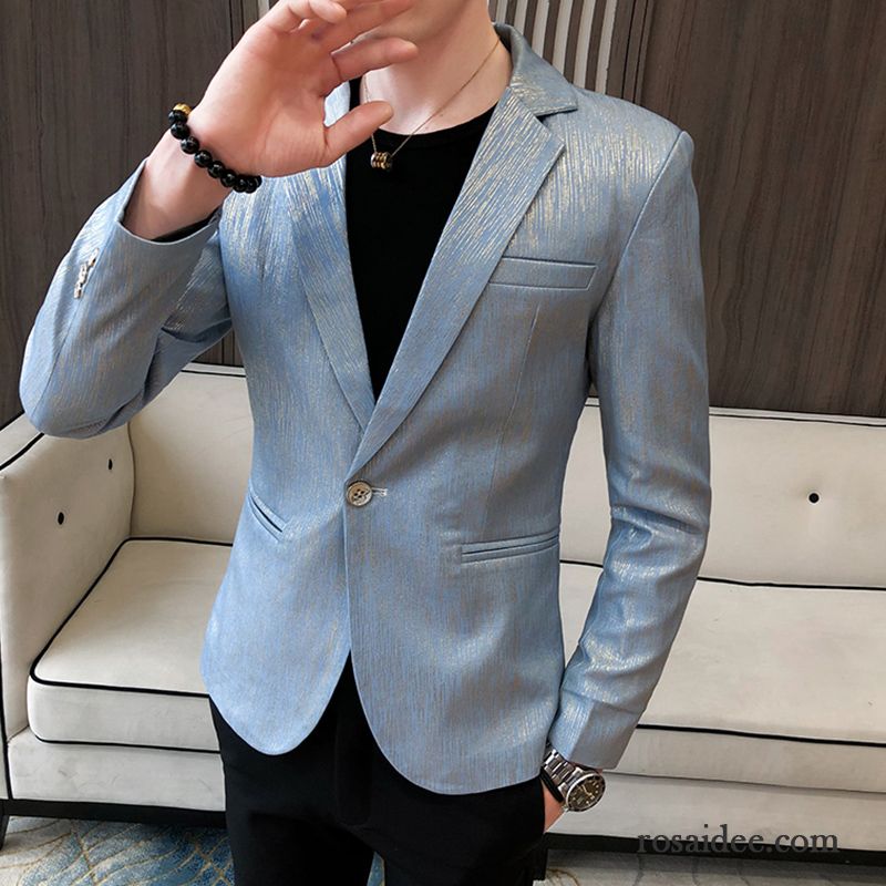 Blazer Herren Neu Feder Herbst Anzüg Schlank Trend Blau