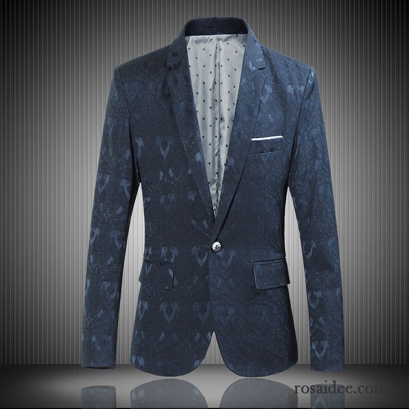 Blazer Herren Trend Schlank Überzieher Anzüg Freizeit Marineblau