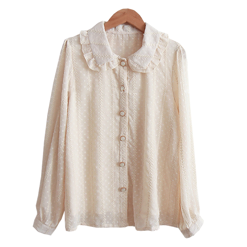 Blusen Damen Mantel Lotus Blatt Ultra Sommer Entwurf Chiffon Beige Farbe