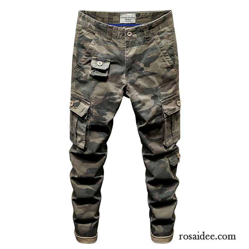 Cargohose Herren Lange Draussen Lose Werkzeugbau Baumwolle Neu Camouflage Grün