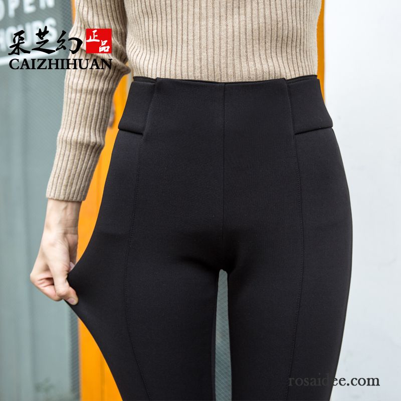 Damen Leinenhose Dünn Große Größe Schwarz Hohe Taille Damen Leggings Unter Herbst Elastisch Outwear Fett Hose Sale