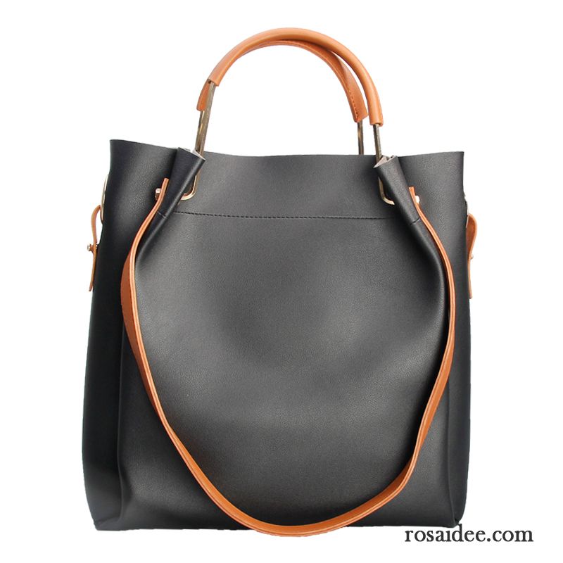 Damentasche Leder Schwarz Das Neue Mode Freizeit Handtaschen Einfach Großes Paket Messenger-tasche