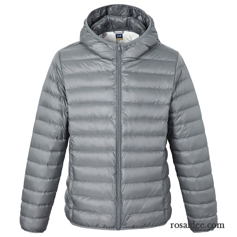 Daunen Winterjacke Herren Mit Kapuze Ausverkauf Herren Allgleiches Kurzer Absatz Winterkleidung Trend Neu Licht Sport Überzieher Grau Daunenjacke Günstig