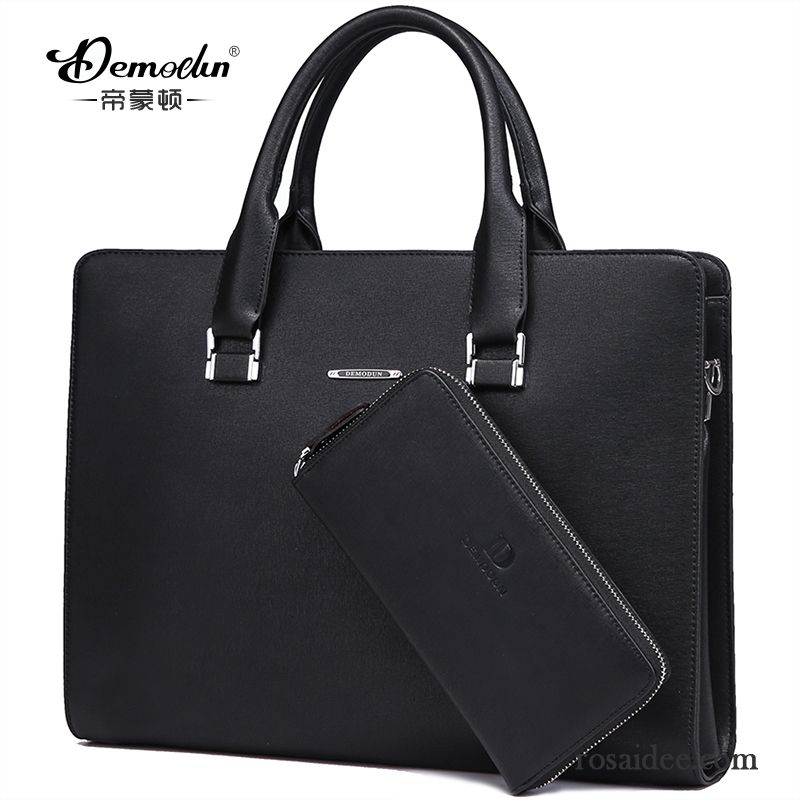 Handtaschen Outlet Herren Aktentasche Laptoptasche Kreuzung Handtaschen Leder Fein Geschäft Billig