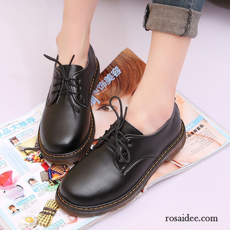 Exklusive Schuhe Damen Winter Feder Schüler Plus Samt Retro Flache Schuhe Herbst Schnürschuhe Damen Runde Zehe Oxford Casual Lederschuhe England Schwarz Kaufen