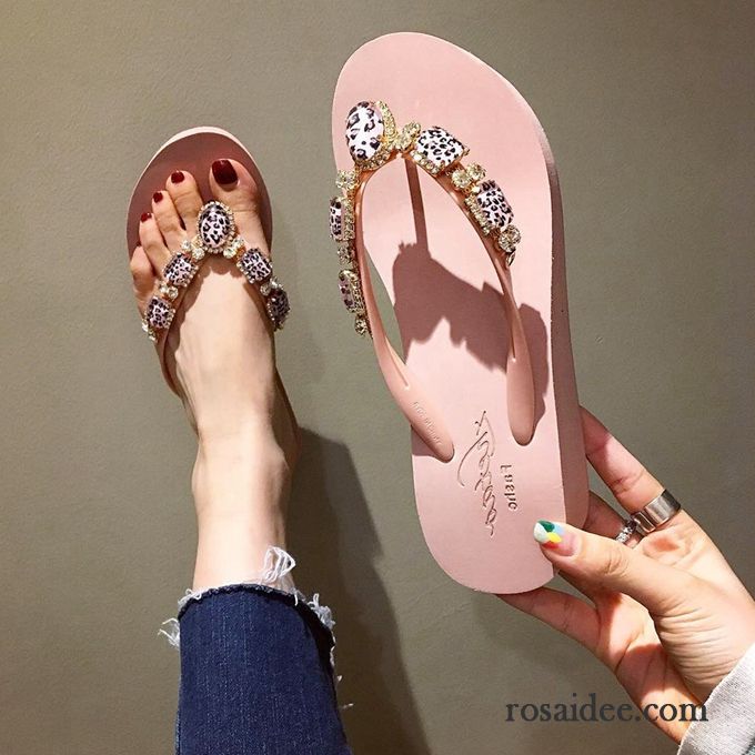 Flip Flops Damen Dicke Sohle Mode Trend Allgleiches Sommer Hausschuhe Rosa