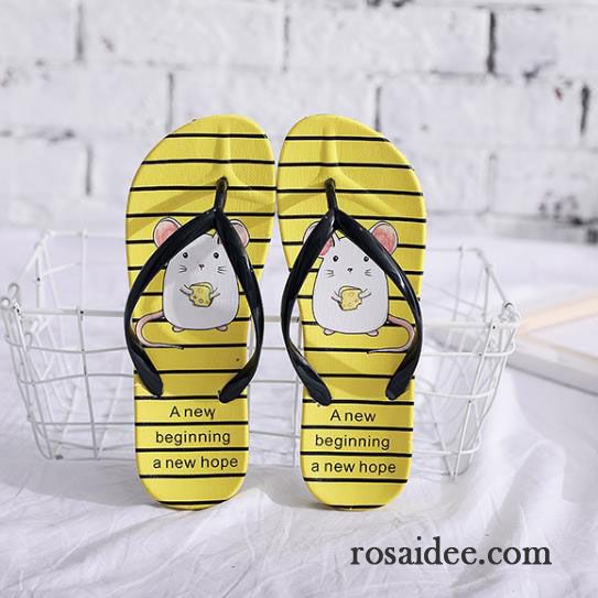 Flip Flops Damen Sommer Karikatur Hausschuhe Trend Mode Rutschsicher Sandfarben