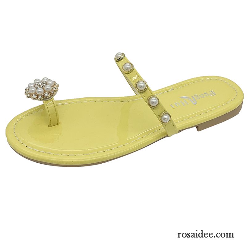 Flip Flops Damen Sommer Neue Mädchen Pantolette Schuhe Mode Sandfarben Gelb Rot