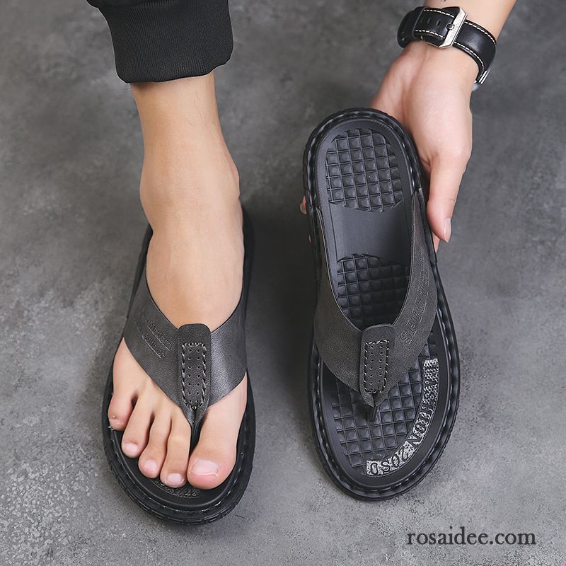 Flip Flops Herren Große Größe Casual Draussen Trend Hausschuhe Rutschsicher Sandfarben Schwarz