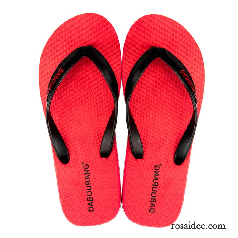 Flip Flops Herren Hausschuhe Mode Sommer Trend Einfach Rutschsicher Sandfarben Rot