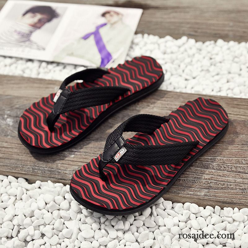 Flip Flops Herren Mode Persönlichkeit Neue Casual Trend Schuhe Sandfarben Rot