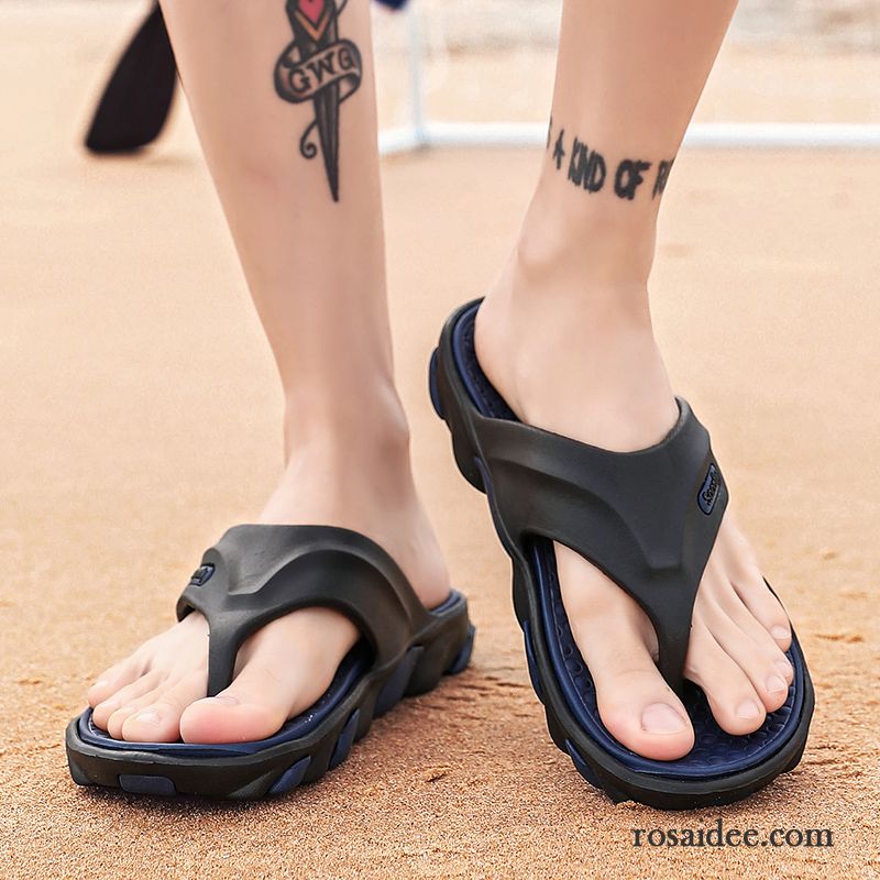 Flip Flops Herren Mode Sandalen Hausschuhe Sommer Persönlichkeit Rutschsicher Marineblau Sandfarben