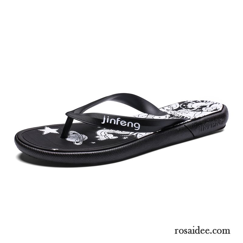 Flip Flops Herren Neue Sommer Rutschsicher Persönlichkeit Trend Pantolette Sandfarben Schwarz