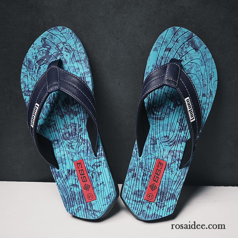 Flip Flops Herren Persönlichkeit Sommer Neue Trend Pantolette Hausschuhe Sandfarben Blau