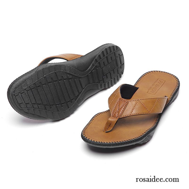 Flip Flops Herren Persönlichkeit Trend Neue Sommer Rutschsicher Hausschuhe Sandfarben Braun