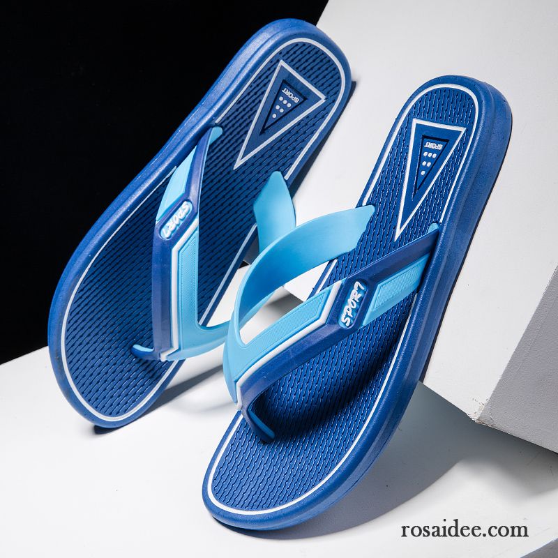Flip Flops Herren Rutschsicher Sommer Mode Sandalen Hausschuhe Persönlichkeit Sandfarben Blau