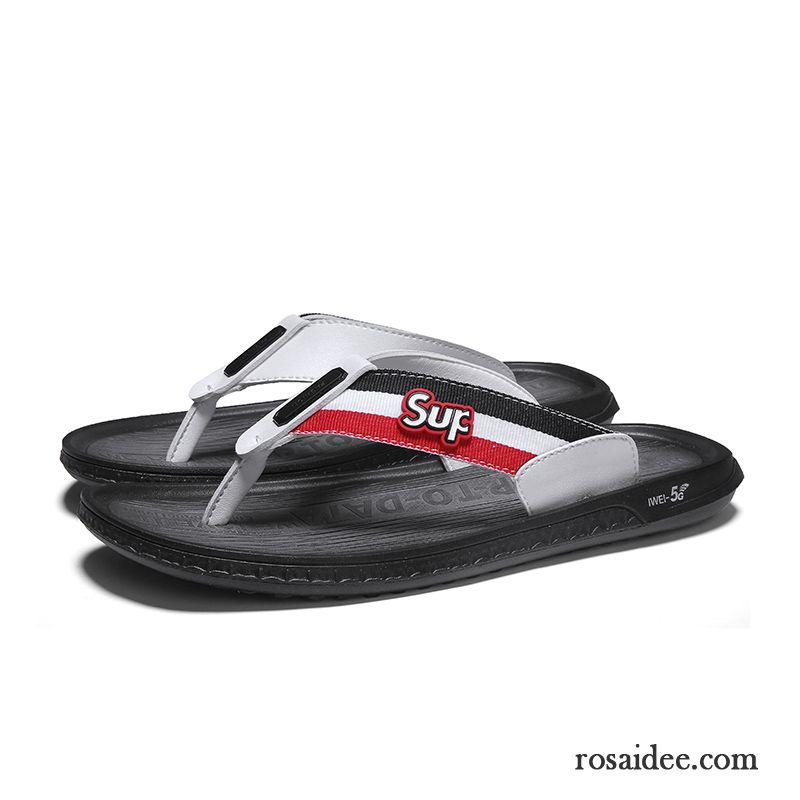 Flip Flops Herren Rutschsicher Sommer Sandalen Trend Persönlichkeit Hausschuhe Weiß Rot