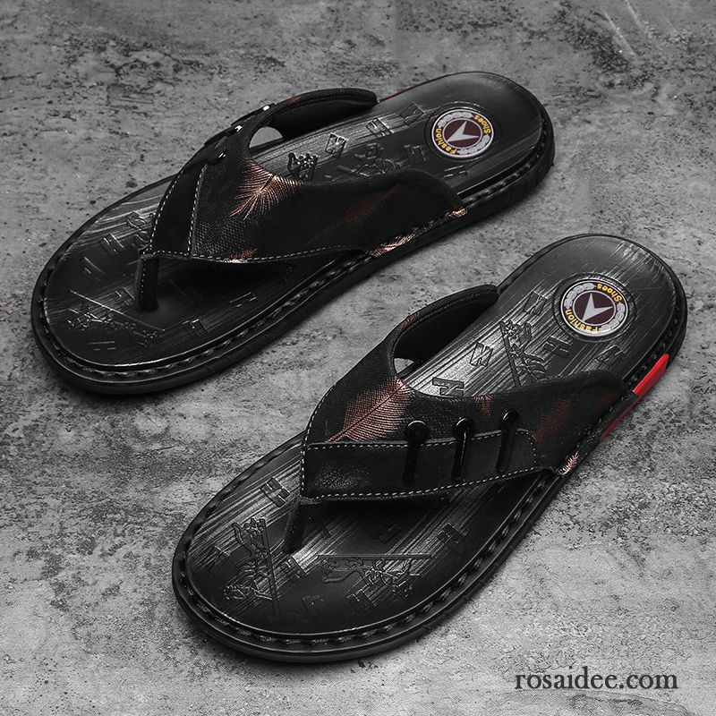 Flip Flops Herren Sandalen Persönlichkeit Hausschuhe Rutschsicher Trend Sommer Schwarz Rot