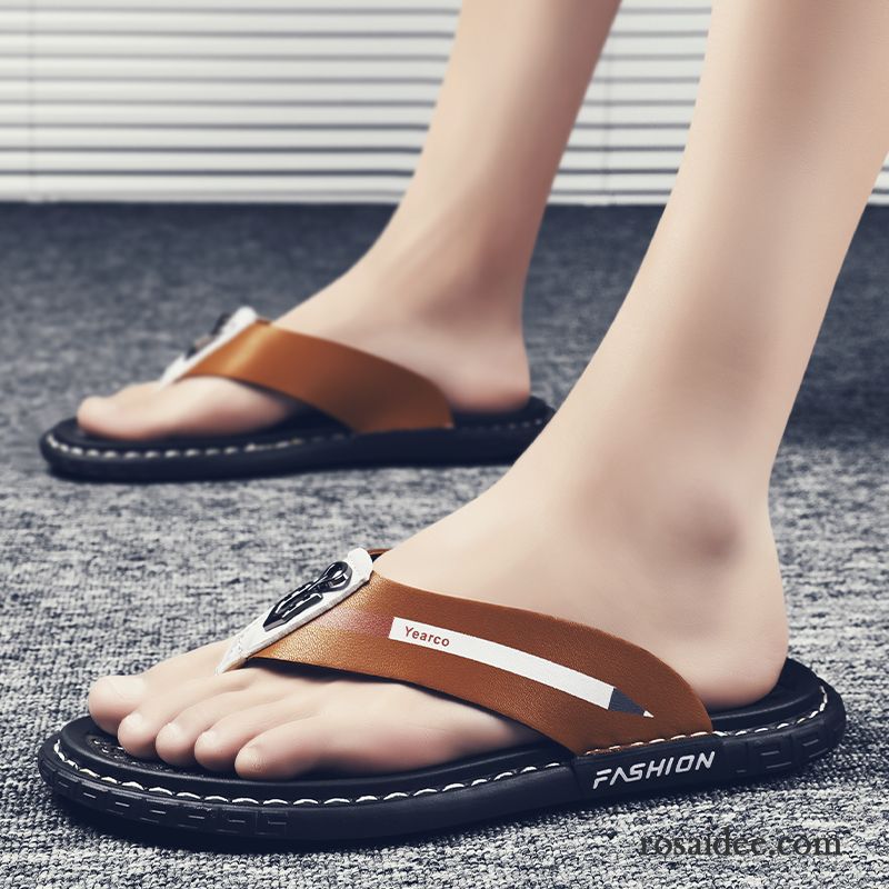 Flip Flops Herren Sandalen Persönlichkeit Sommer Trend Neue Pantolette Sandfarben Braun