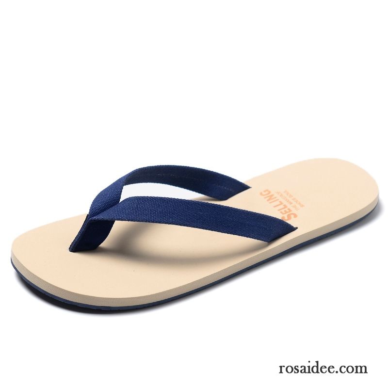 Flip Flops Herren Sommer Hausschuhe Rutschsicher Trend Neue Persönlichkeit Sandfarben Blau