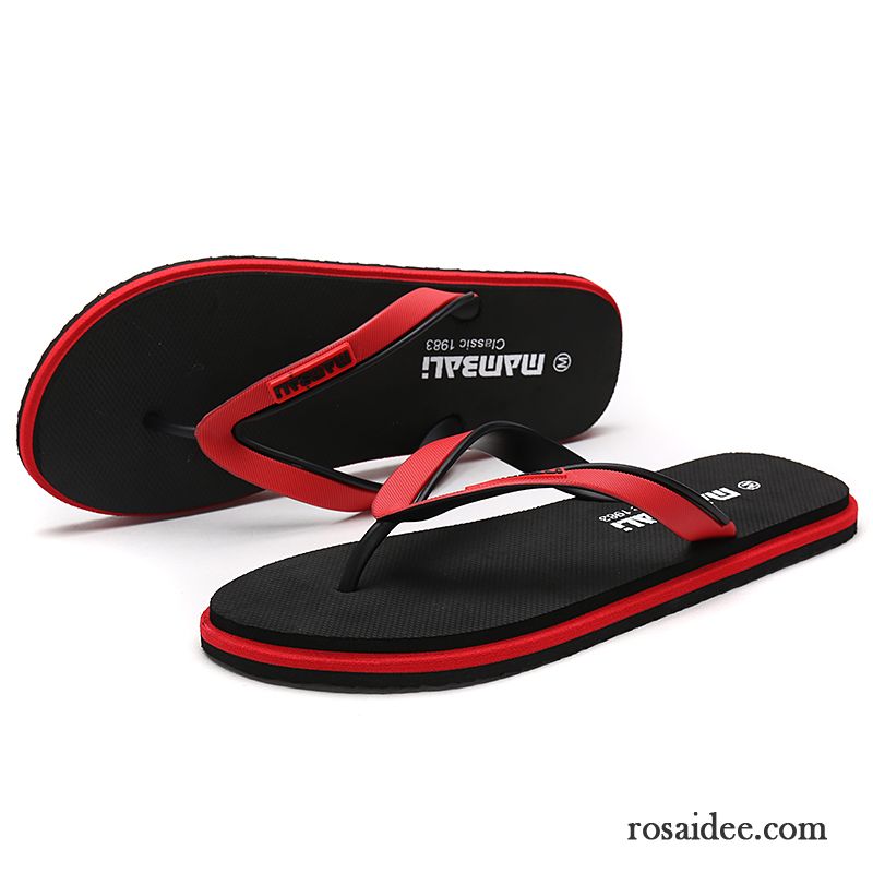 Flip Flops Herren Sommer Hausschuhe Tragen Neue Rutschsicher Trend Sandfarben Rot