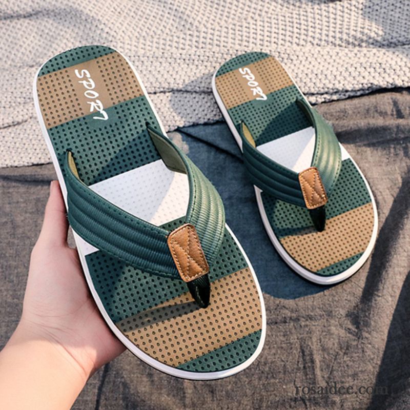 Flip Flops Herren Sommer Neue Trend Rutschsicher Mode Persönlichkeit Grün Sandfarben