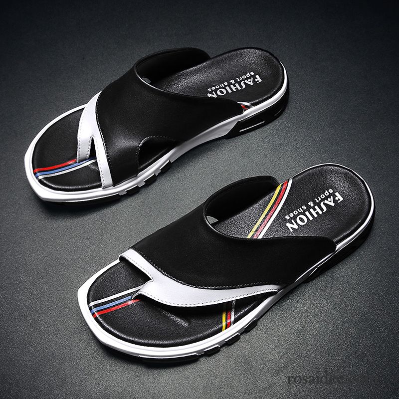 Flip Flops Herren Sommer Sandalen Hausschuhe Trend Persönlichkeit Rutschsicher Sandfarben Schwarz