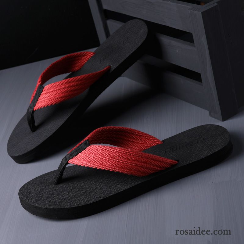 Flip Flops Herren Trend Persönlichkeit Rutschsicher Sandalen Casual Sommer Sandfarben Rot