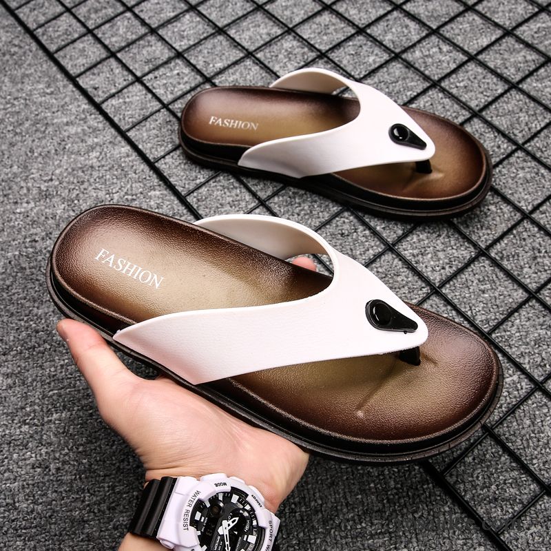 Flip Flops Herren Trend Sommer Neue Schuhe Persönlichkeit Pantolette Sandfarben Weiß