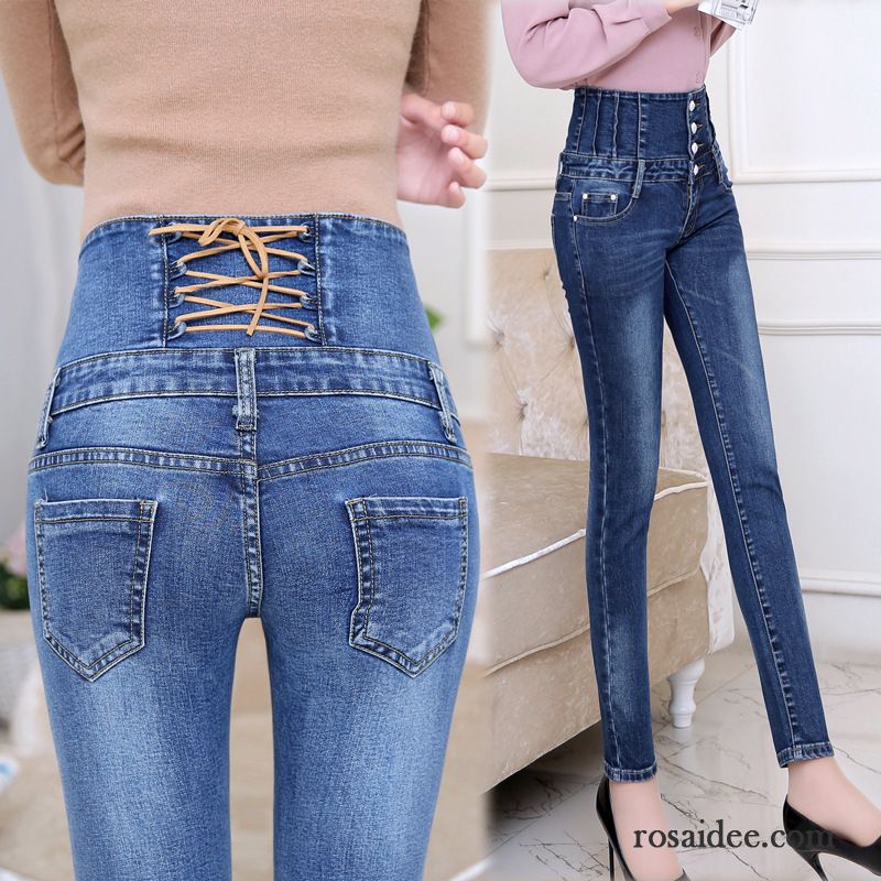 Frauen In Jeanshosen Bleistift Hose Herbst Hohe Taille Schlank Neu Schmales Bein Dünn Damen Jeans Günstig