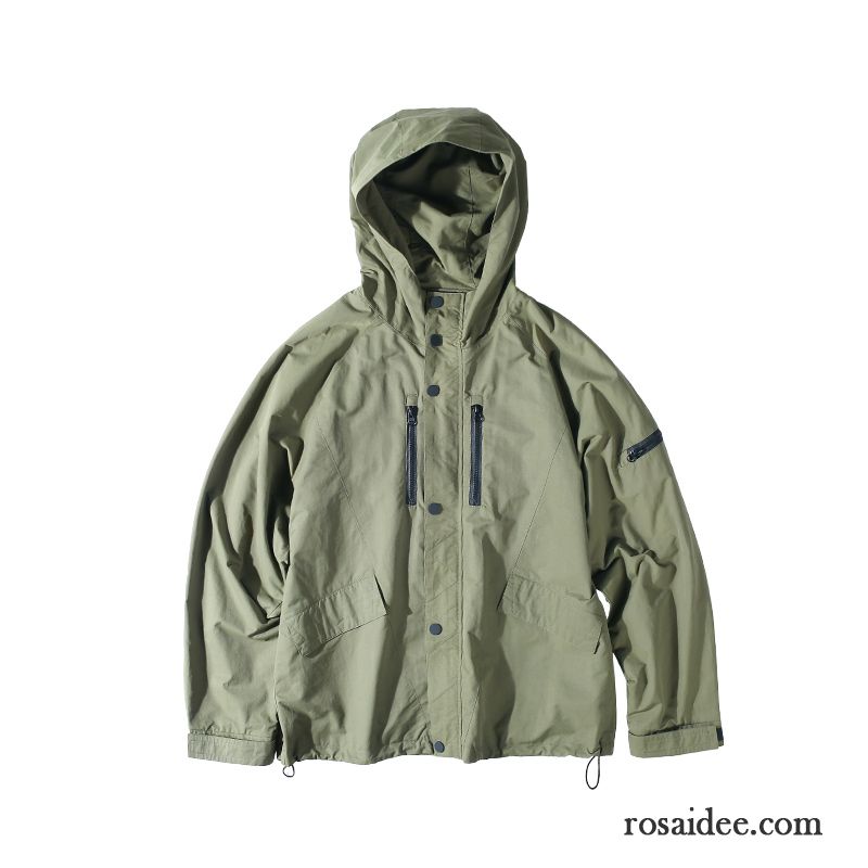Freizeitjacken Für Herren Werkzeugbau Retro Überzieher Mit Kapuze Jacke Militärgrün Trend Freizeit Jugend Herren Lose Herbst Billig