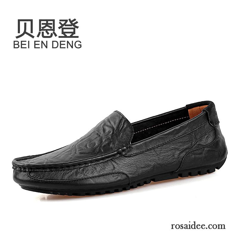 Gefütterte Leder Schuhe Herren Slip-on Schuhe Echtleder Lederschue Weiche Sohle Herbst Herren Faul Atmungsaktiv England Casual Jugend