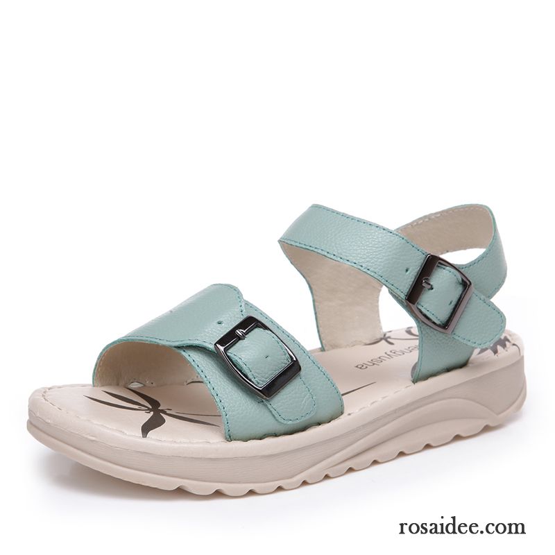 Geschlossene Sandale Damen Sandalen Sommer Flache Echtleder Strand Schüler Plateauschuh Große Größe Schuhe Günstig