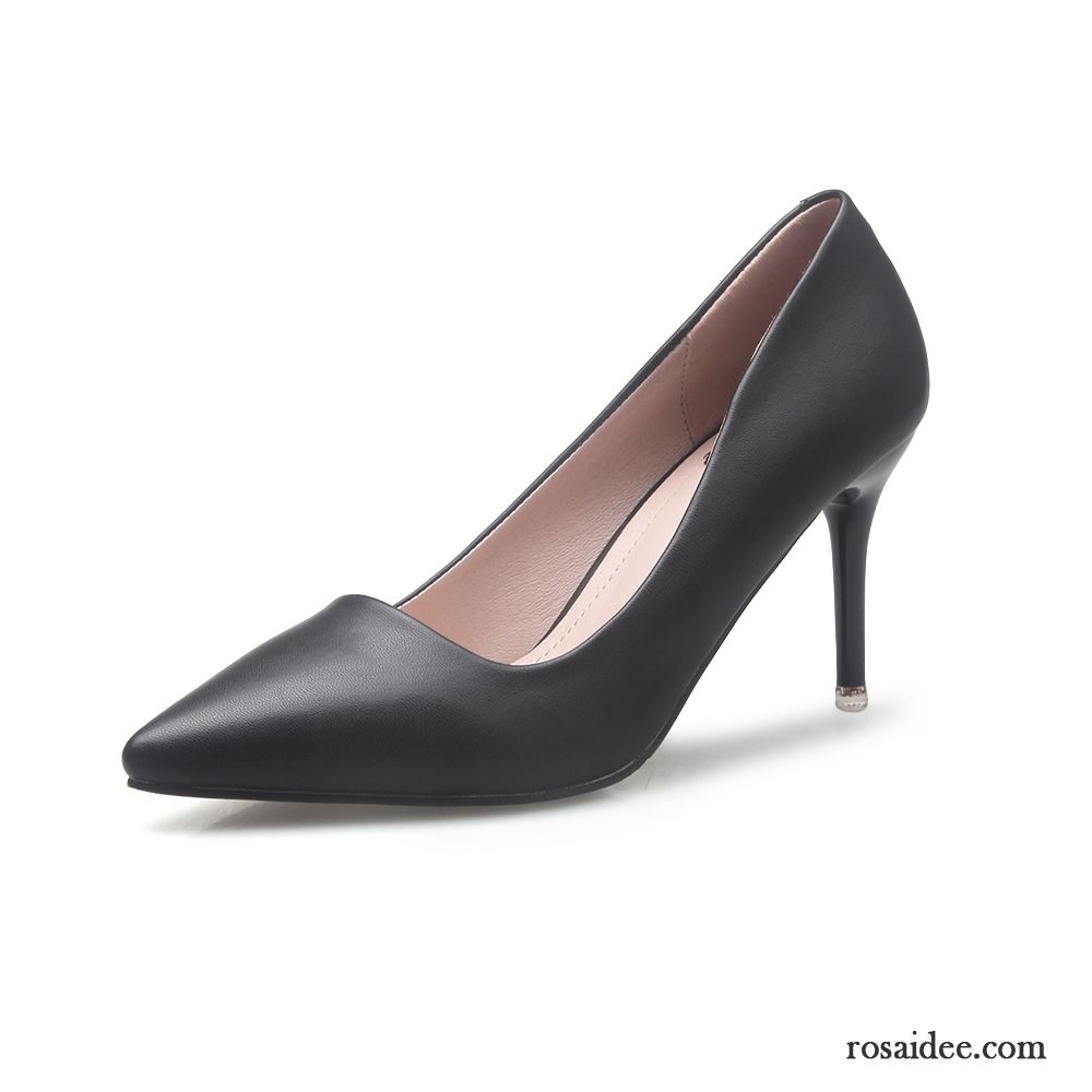 Graue Schuhe Absatz Schwarz Beruf Herbst Elegant Feder Pumps Schnürschuhe Spitze Neue Allgleiches Dünne Fersen Kaufen