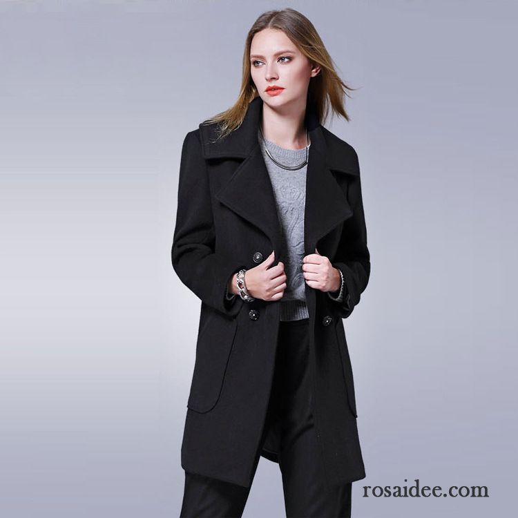 Günstige Damen Jacken Winterkleidung Kaschmir Mode Wolle Mäntel Neu Damen Überzieher Schlank Rein Kaufen