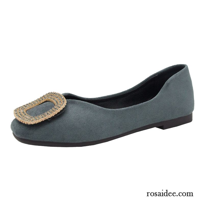 Halbschuhe Damen Gemütlich Faul Schnürschuhe Feder Weiche Sohle Slip-on Blau Hell