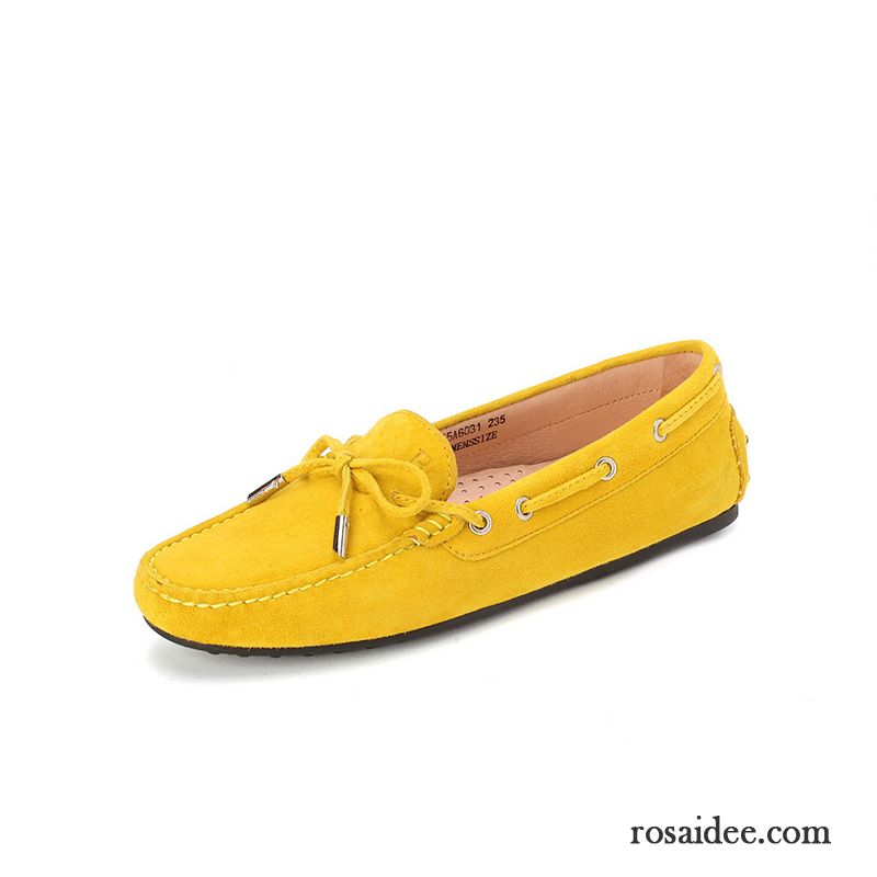 Halbschuhe Damen Neue Casual Schnürschuhe Feder Faul Flache Gelb