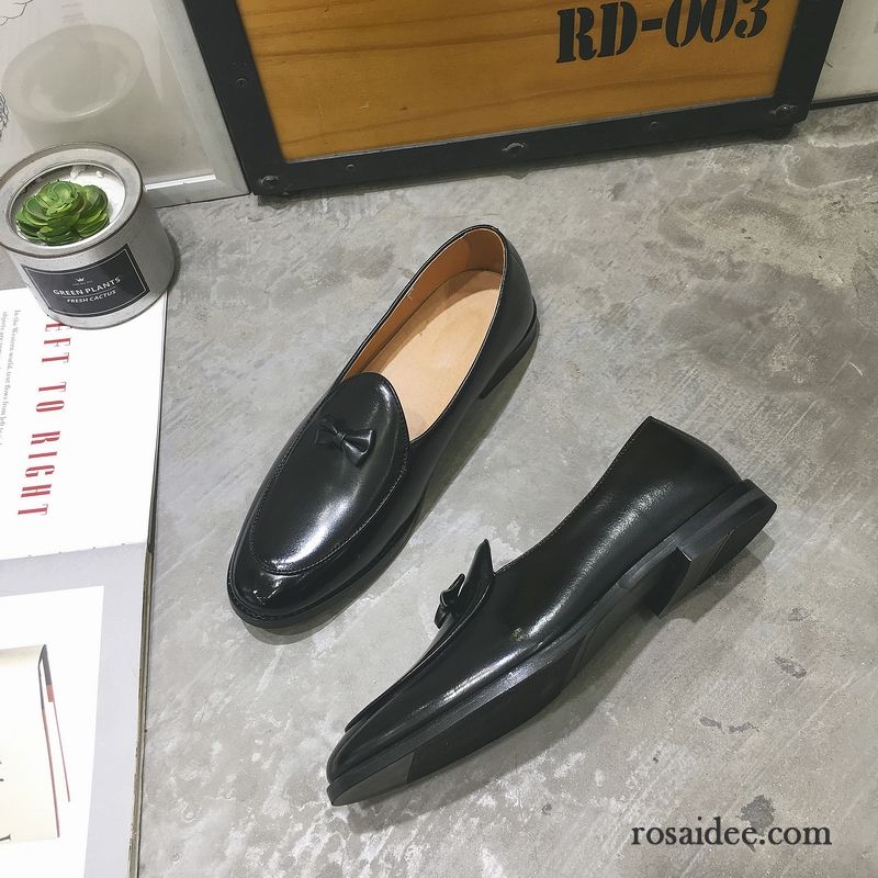Halbschuhe Herren England Spitze Neue Feder Trend Lederschue Schwarz