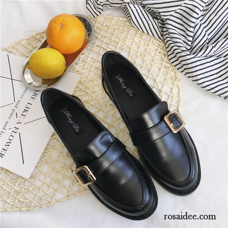 Halbschuhe Mit Absatz Runde Zehe Flache Retro Halbschuhe Allgleiches Schwarz Neue Schüler Lederschuhe Damen Schnürschuhe Herbst