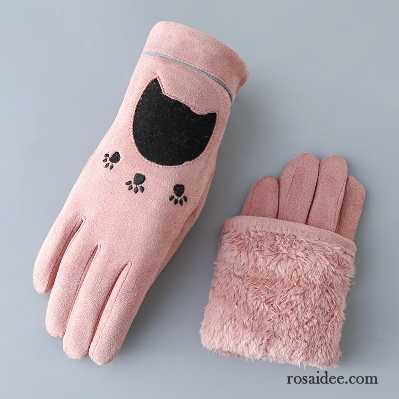 Handschuhe Damen Herbst Kaschmir Samt Warm Halten Outdoor Winter Rosa