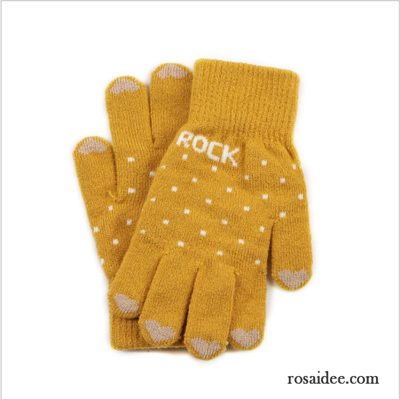 Handschuhe Damen Niedlich Outdoor Wolle Mode Winter Stricken Gelb