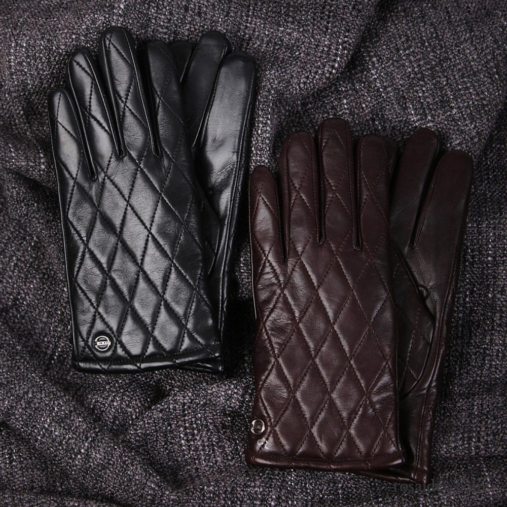 Handschuhe Herren Schafsleder Fahren Winter Kurz Warm Halten Dicke Braun