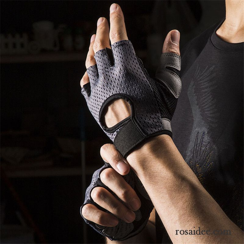 Handschuhe Herren Training Dünne Damen Fitness Halber Finger Instrumente Schwarz