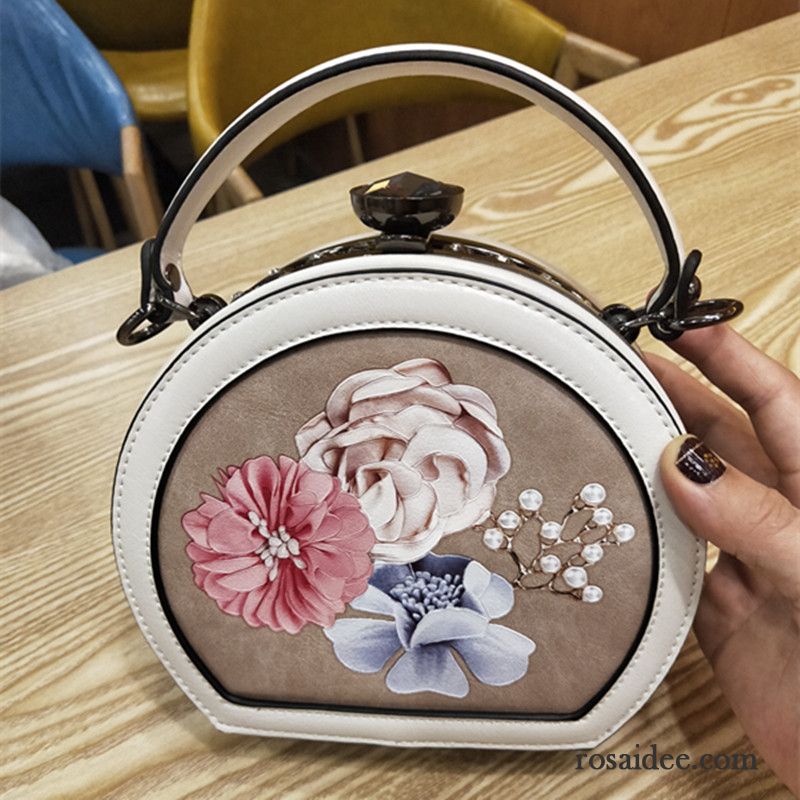 Handtaschen Damen Allgleiches Nachahmung Strass Verschlussriegel Mode Drucken Das Neue Weiß