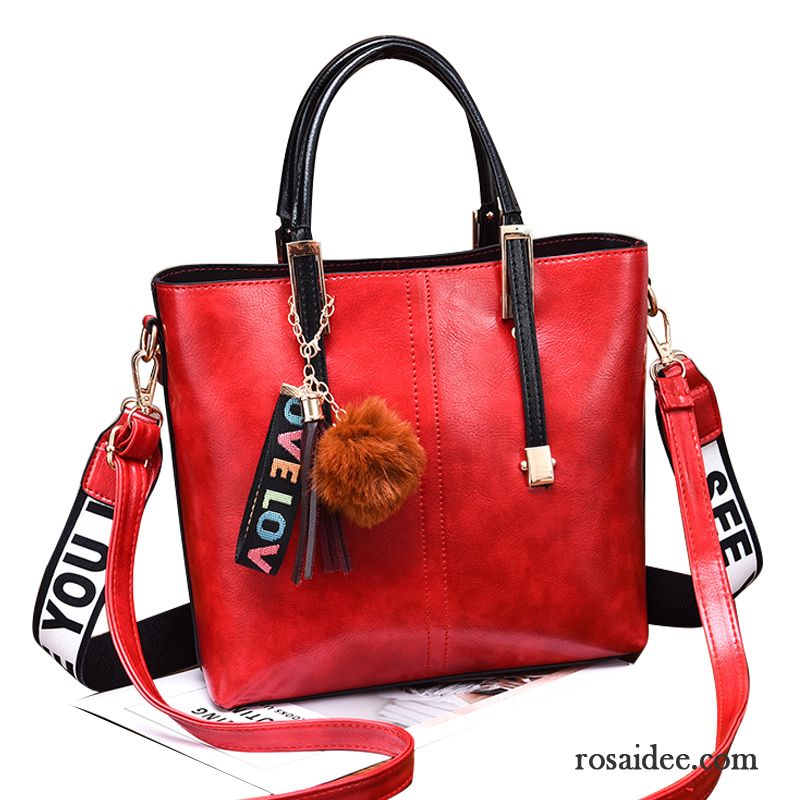 Handtaschen Damen Das Neue Mama Einfach Hohe Kapazität Winter Retro Rot