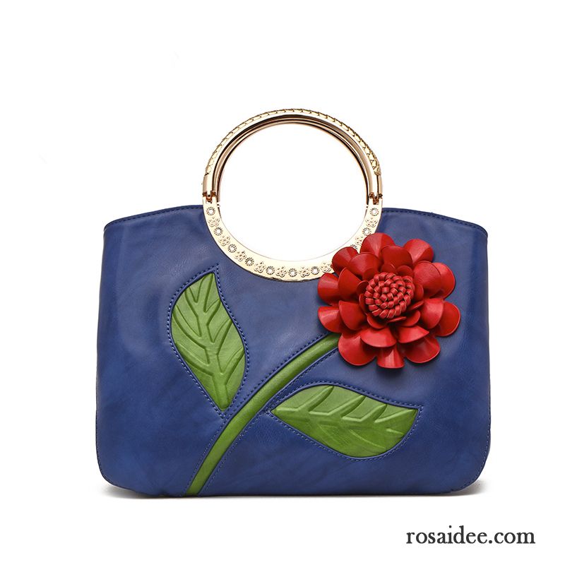 Handtaschen Damen Hohe Kapazität Allgleiches Das Neue Blumen Hit Farbe Blau